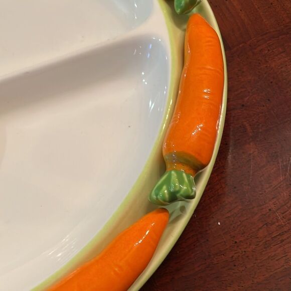 Vintage 3D Appetizer Serving Party Platter 12.5” Carrot Detail Veggie Tray - Picture 4 of 10